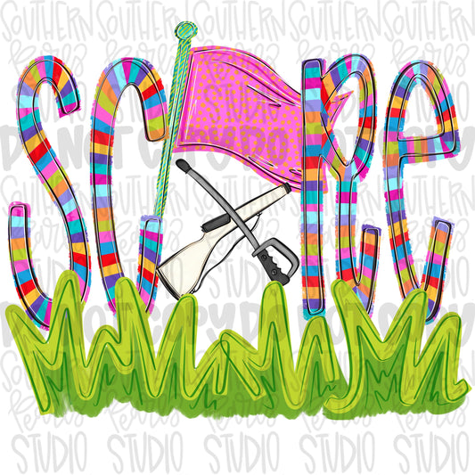 SCORE colorful striped wording with a flag, rifle, sabre and grass | colorguard | Go Team | PNG | Sublimation | Design Download