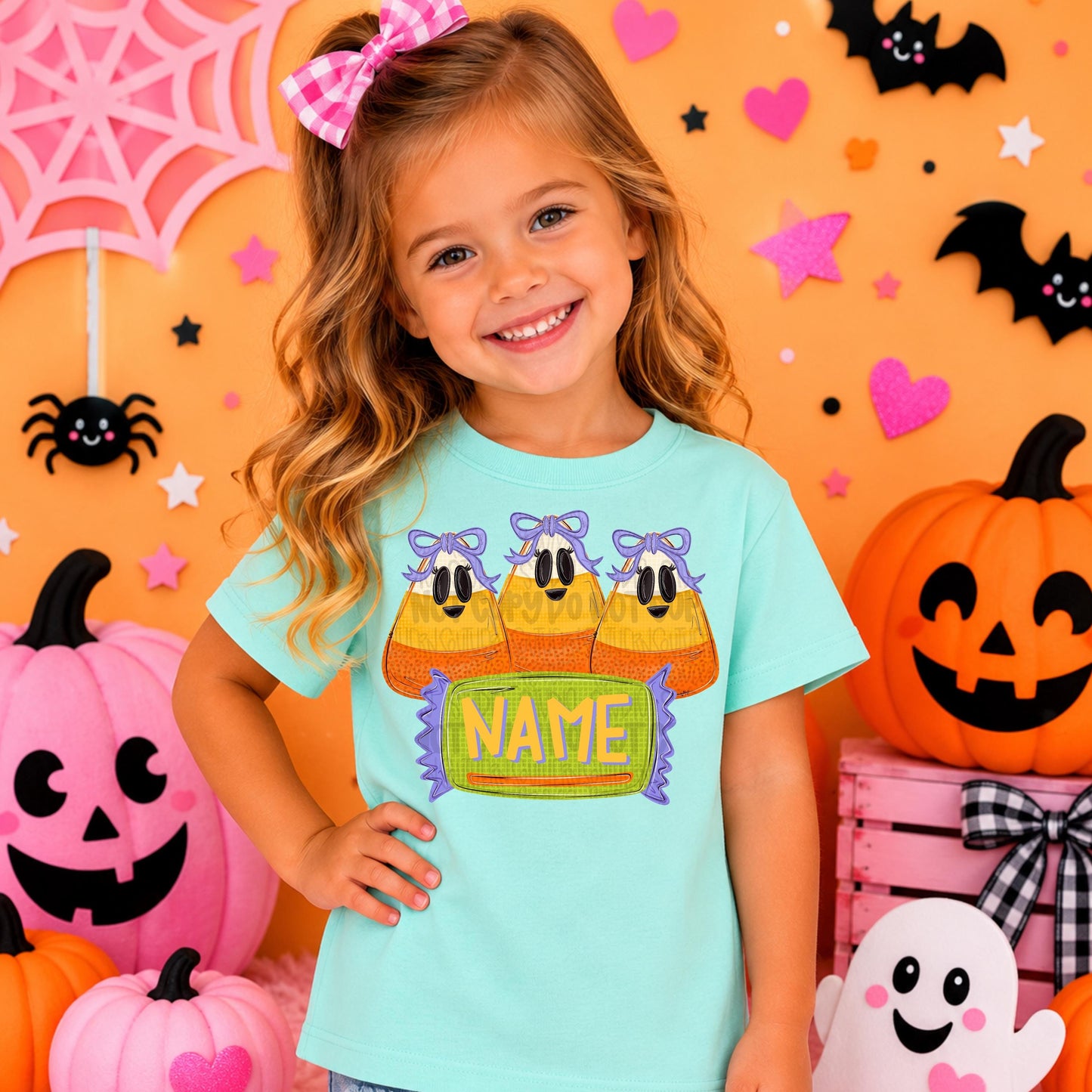 Girl candy corn with bows trio with candy as a name patch | Sublimation Design | Digital Download | Women’s, Kids Shirt PNG