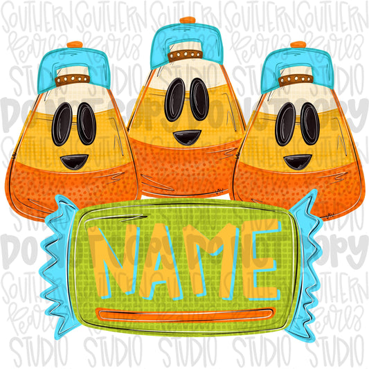 Boy candy corn with hats trio with candy as a name patch | Sublimation Design | Digital Download | Women’s, Kids Shirt PNG