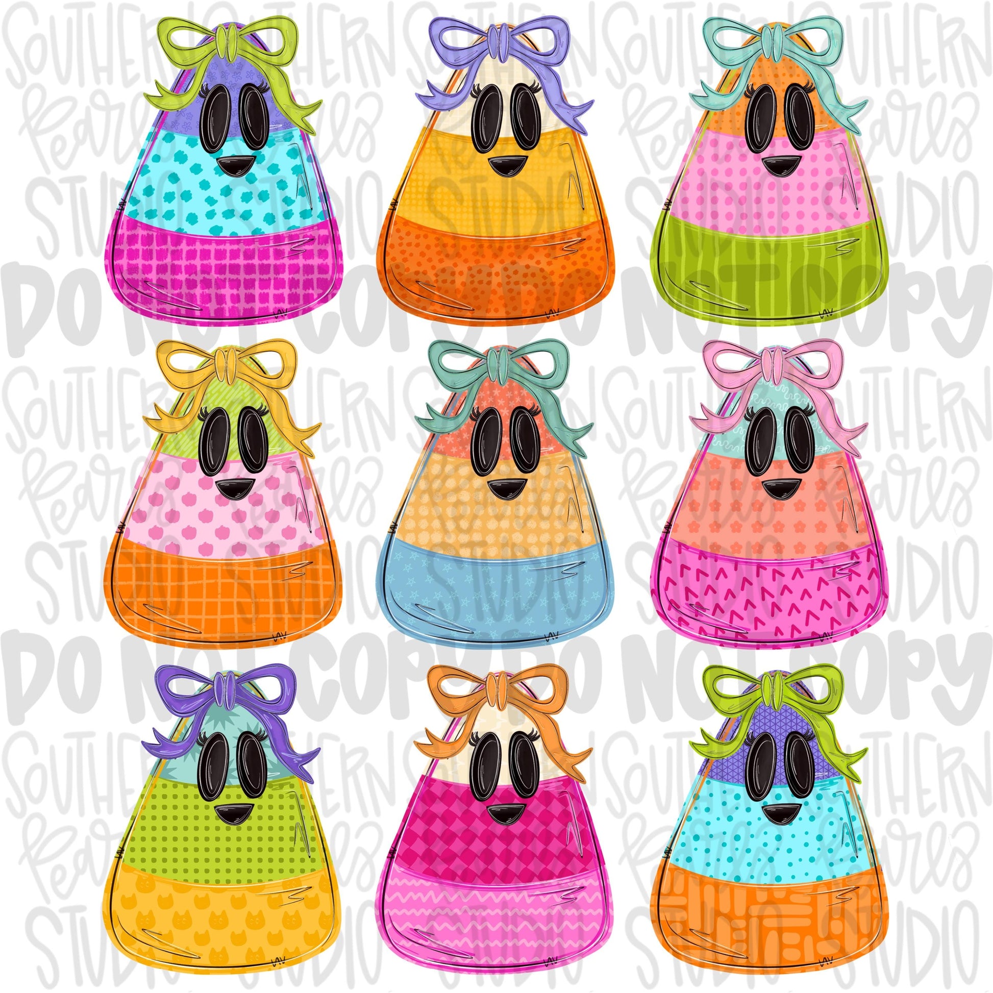 Colorful candy corn with bows collage | coquette | Sublimation Design | Digital Download | Women’s, Kids Shirt PNG