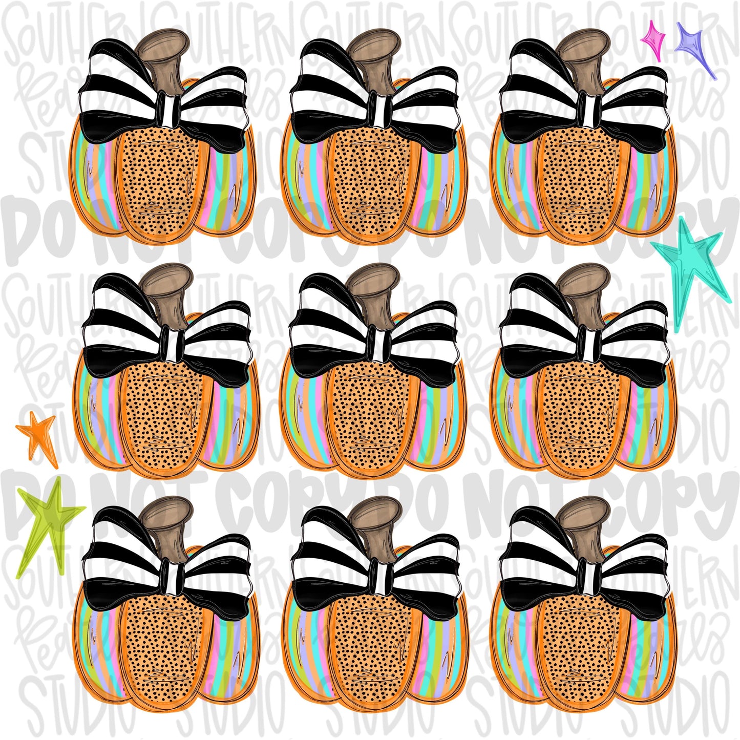 Colorful pumpkins with black and white bows collage | coquette | Sublimation Design | Digital Download | Women’s, Kids Shirt PNG