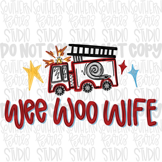 Wee woo wife | Firetruck | Sublimation Design | Digital Download | Women’s, Kids Shirt PNG