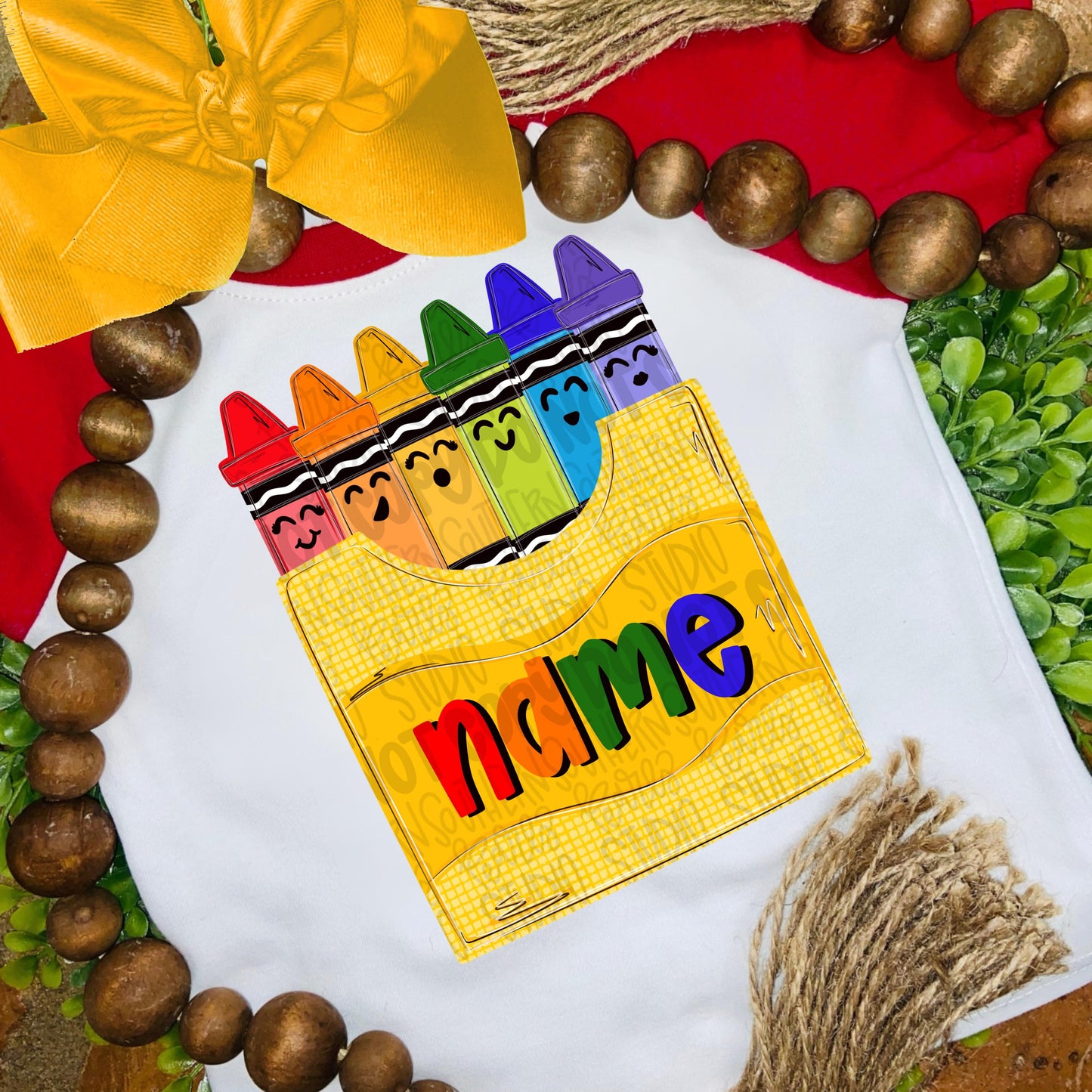 Crayons in crayon box with name spot png design | school png teacher png student png | Digital Download