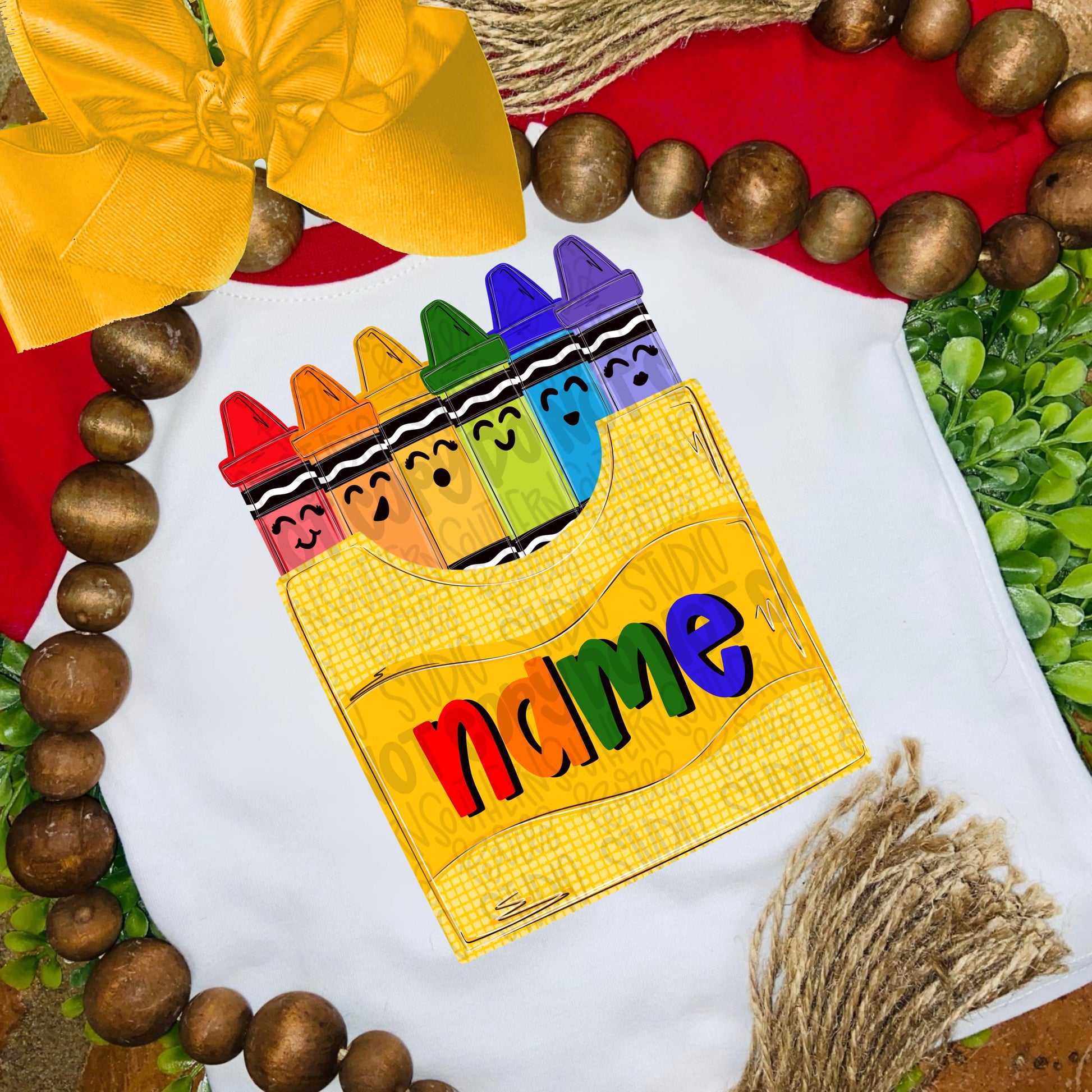 Crayons in crayon box with name spot png design | school png teacher png student png | Digital Download
