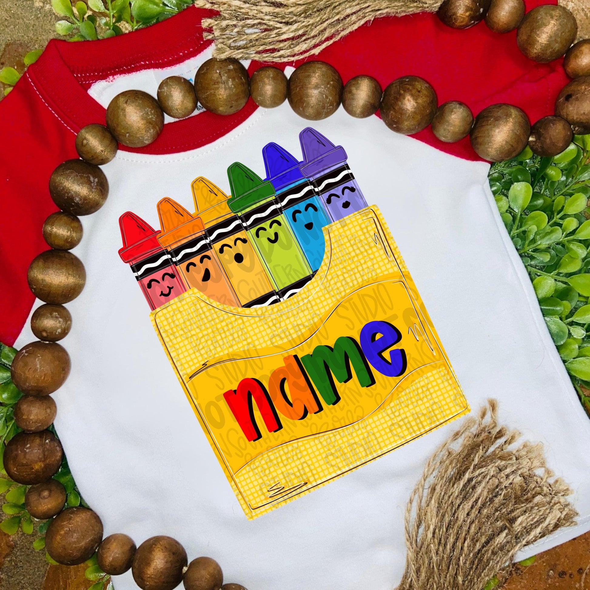 Crayons in crayon box with name spot png design | school png teacher png student png | Digital Download
