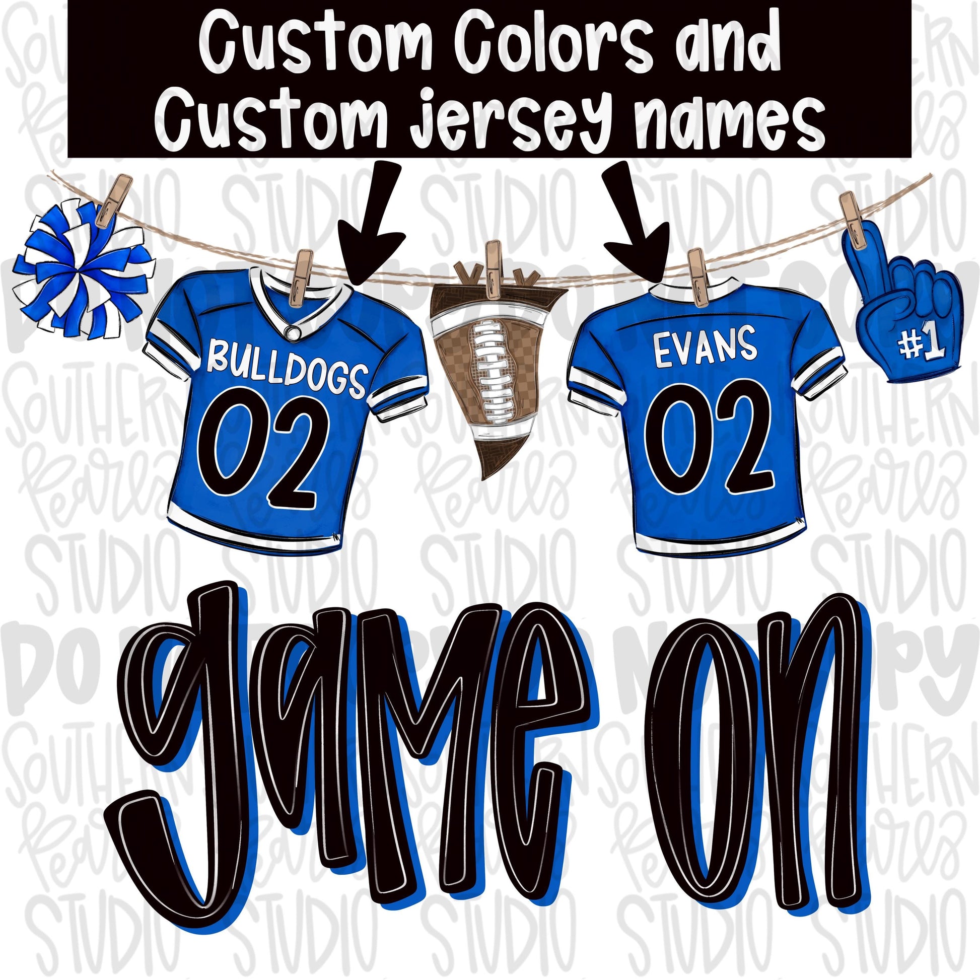 Custom game on jersey color, name and number png design Listing | PNG | Sublimation | Design Download