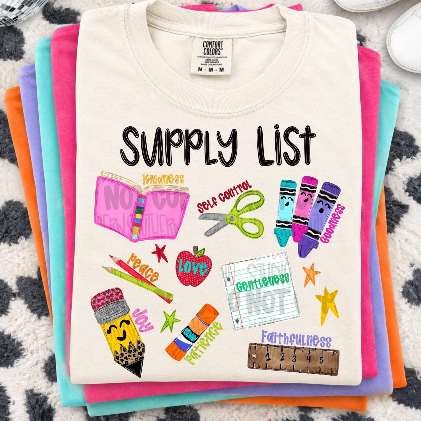 Supply list school items and fruits of the spirit png design | school png teacher png student png | Digital Download