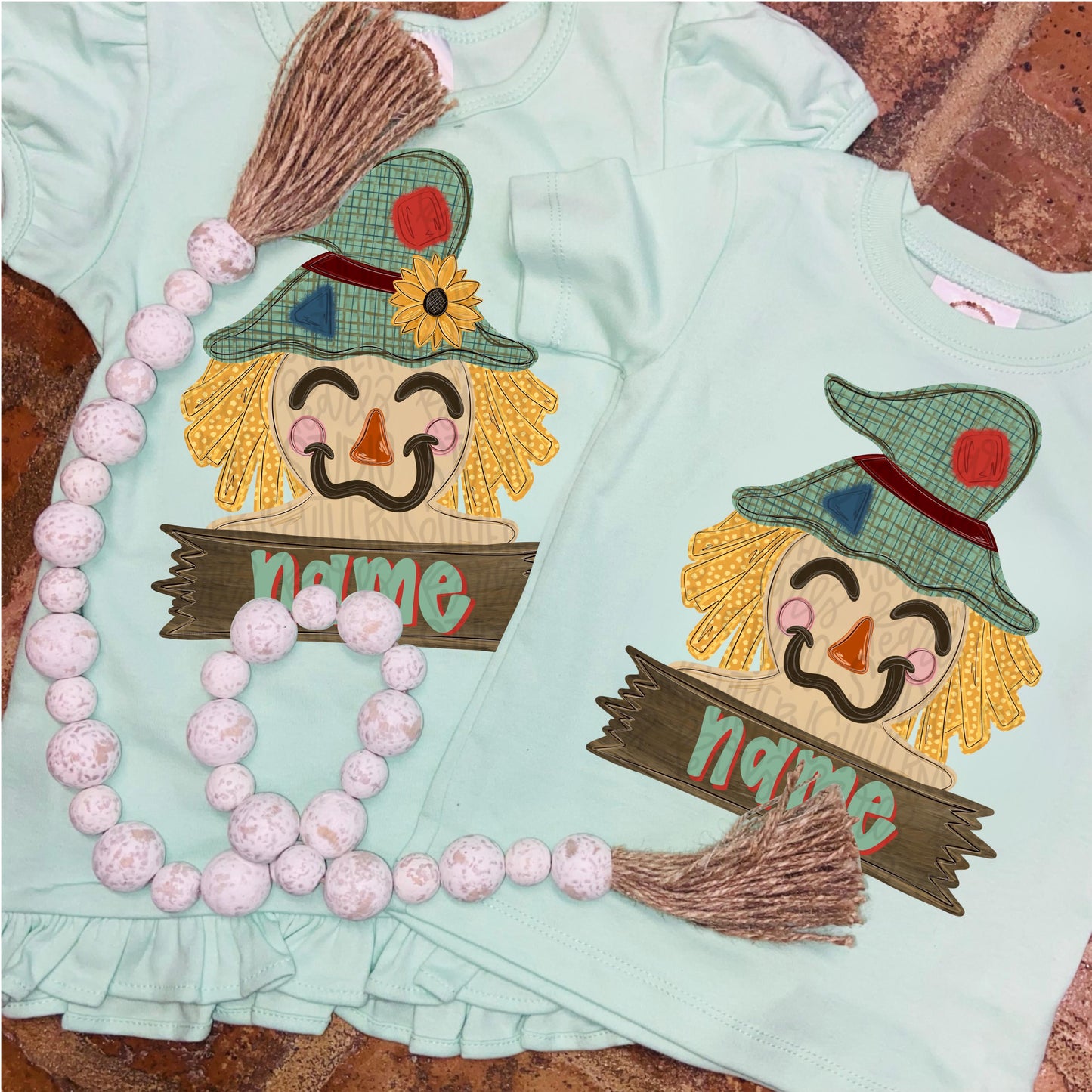 Scarecrow boy with Name Patch | Sublimation Design | Digital Download | Women’s, Kids Shirt PNG