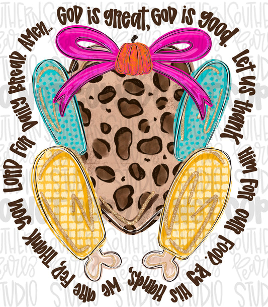 God is great God is good Turkey blessing colorful png | Sublimation Design | Digital Download | Women’s, Kids Shirt PNG