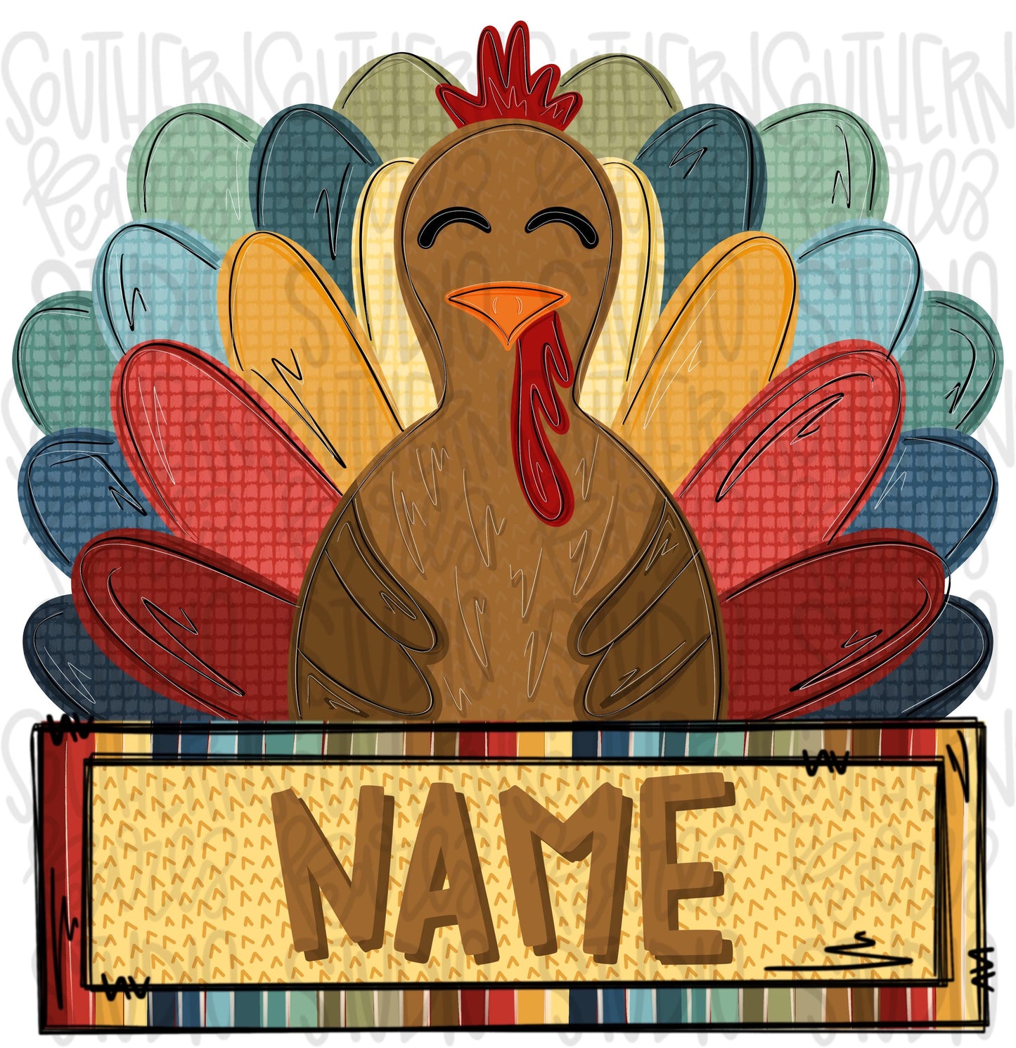 Colorful winged Turkey with Name Patch | Sublimation Design | Digital Download | Women’s, Kids Shirt PNG