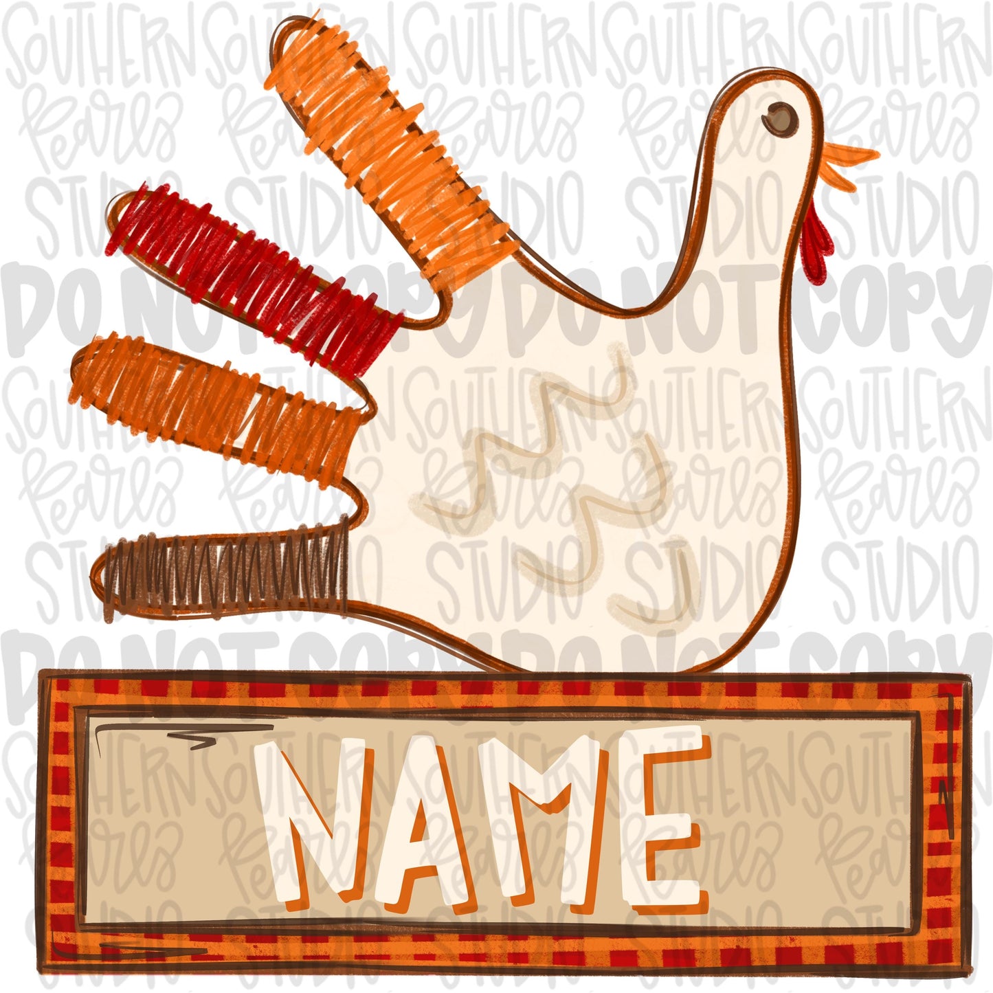 Hand drawn Turkey with Name Patch | Sublimation Design | Digital Download | Women’s, Kids Shirt PNG