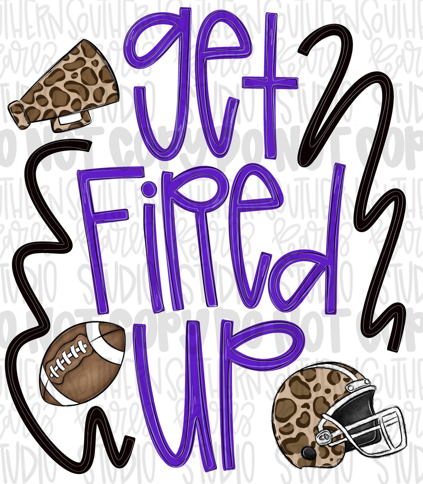 Get fired up Football png design | purple and black png | Go Team | PNG | Sublimation | Design Download