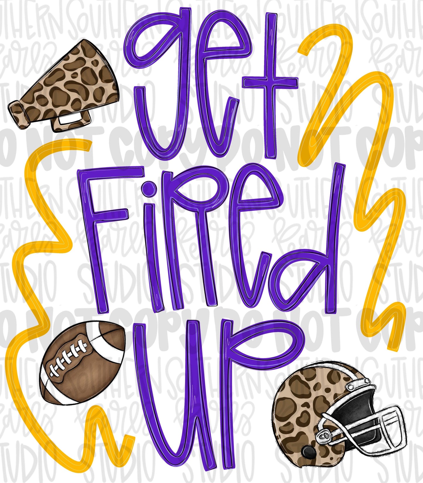 Get fired up Football png design | purple and yellow png | Go Team | PNG | Sublimation | Design Download