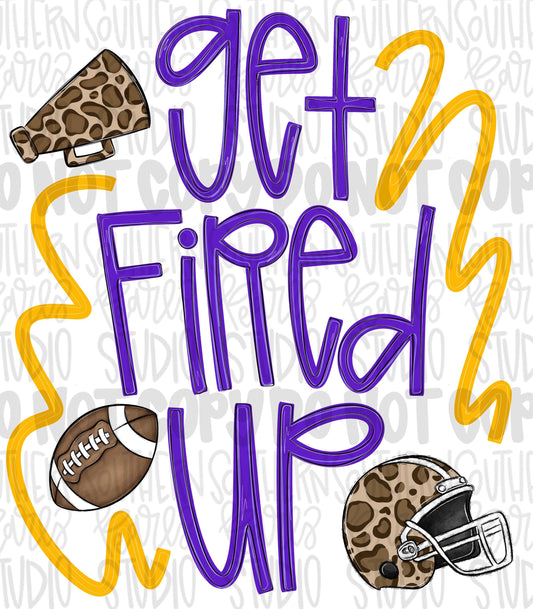 Get fired up Football png design | purple and yellow png | Go Team | PNG | Sublimation | Design Download