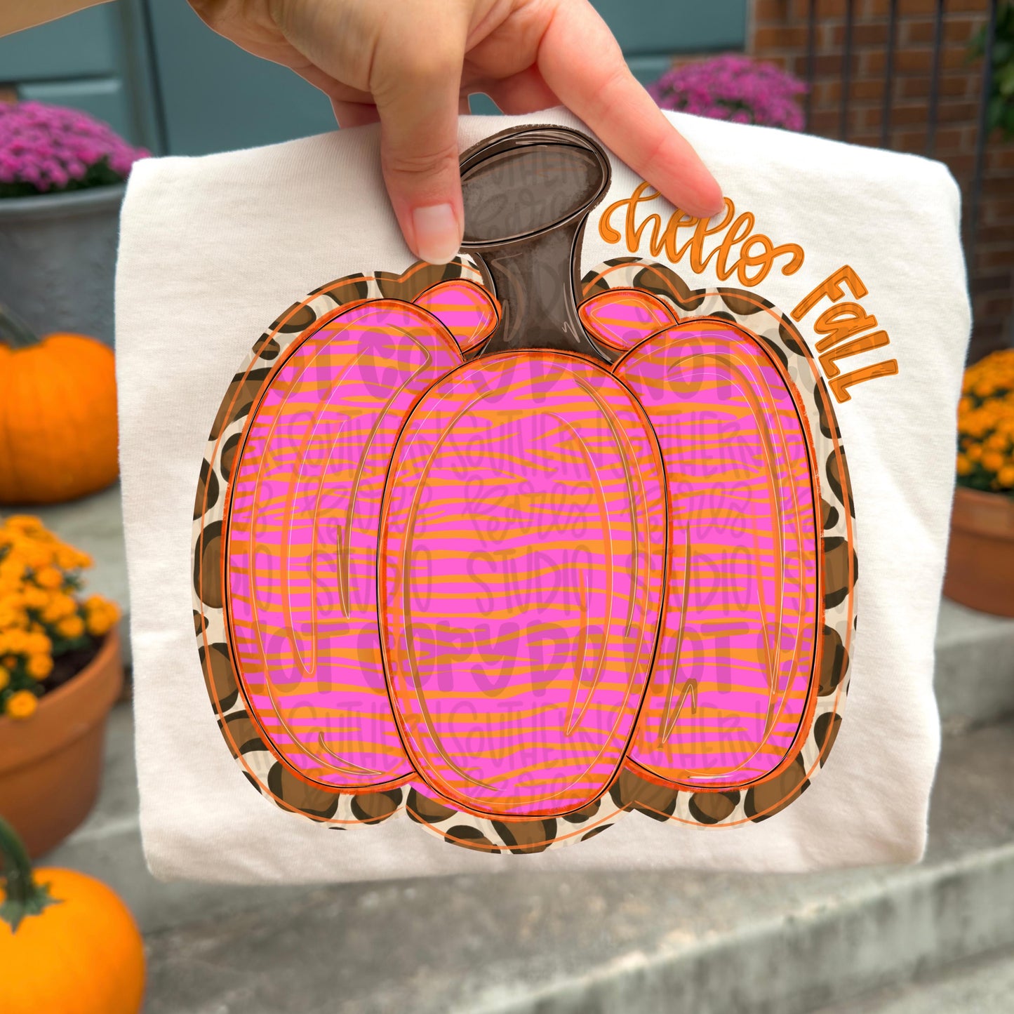 Hello fall Pink and orange zebra and leopard pumpkin png | trendy png | Sublimation Design | Digital Download | Women’s, Kids Shirt PNG