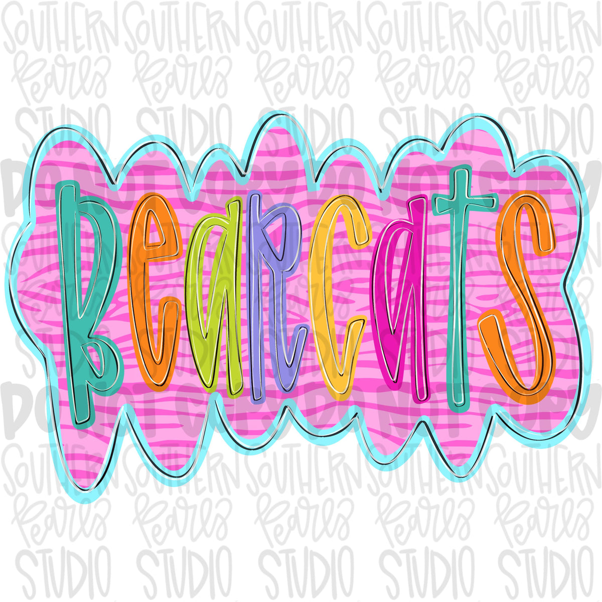 Colorful zebra cloud design Mascot | bearcats | Sublimation Design | Digital Download | Women’s, Kids Shirt PNG