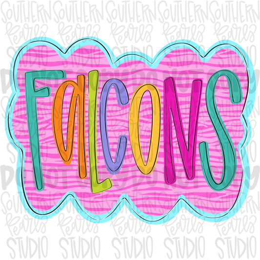 Colorful zebra cloud design Mascot | falcons | Sublimation Design | Digital Download | Women’s, Kids Shirt PNG