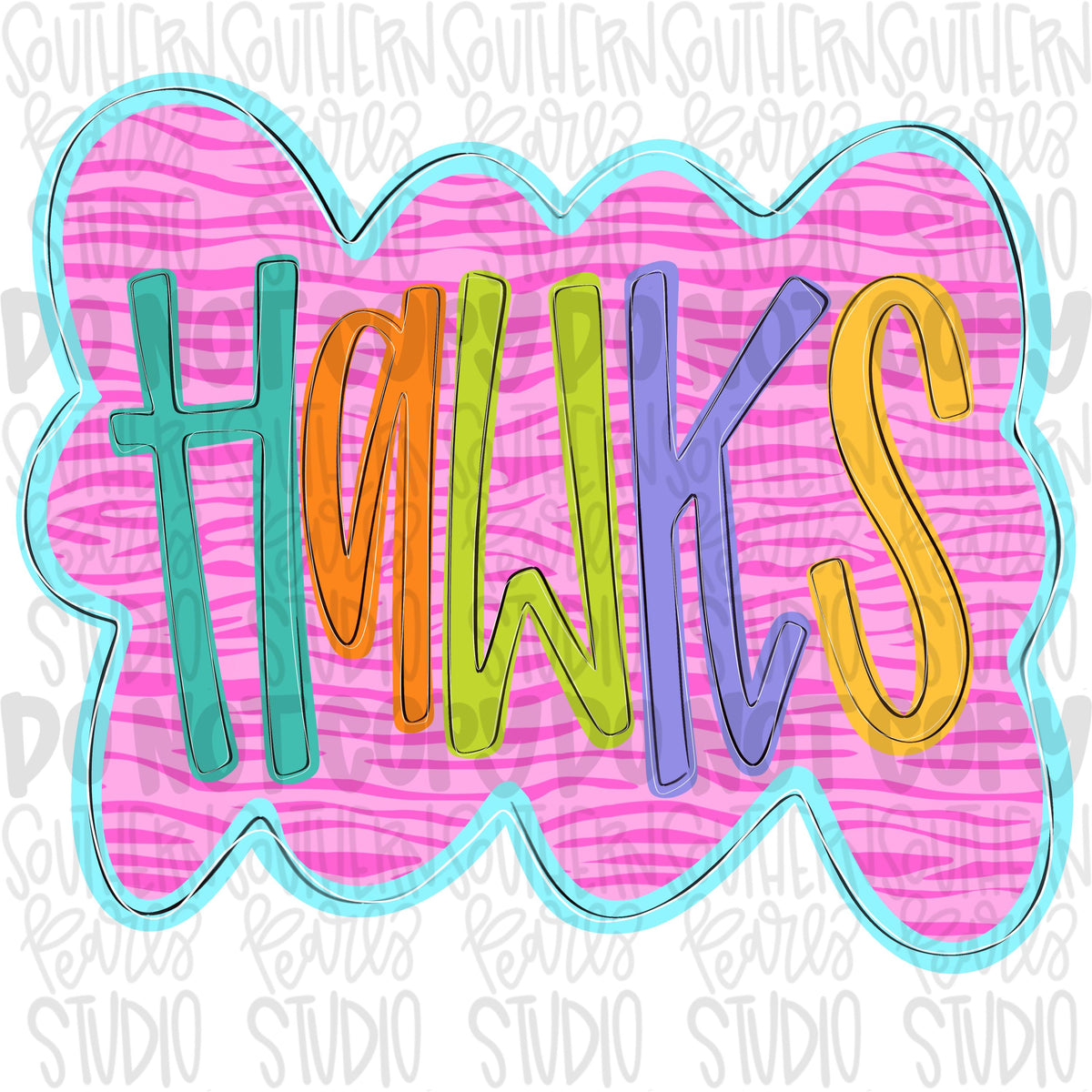 Colorful zebra cloud design Mascot | hawks | Sublimation Design | Digital Download | Women’s, Kids Shirt PNG