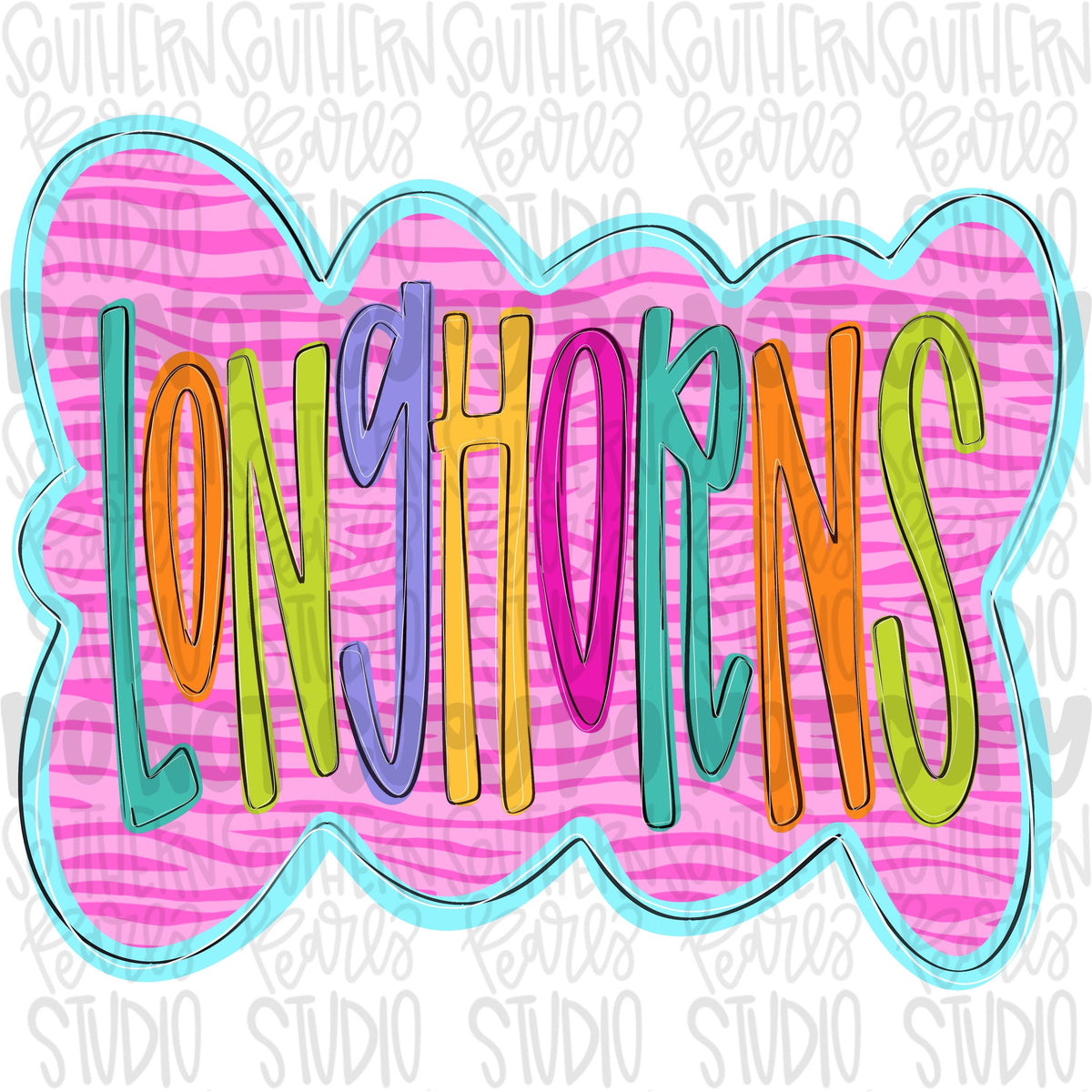 Colorful zebra cloud design Mascot | longhorns | Sublimation Design | Digital Download | Women’s, Kids Shirt PNG