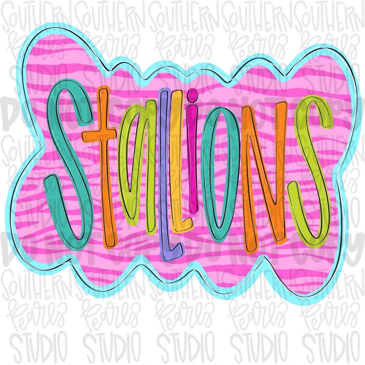 Colorful zebra cloud design Mascot | stallions | Sublimation Design | Digital Download | Women’s, Kids Shirt PNG