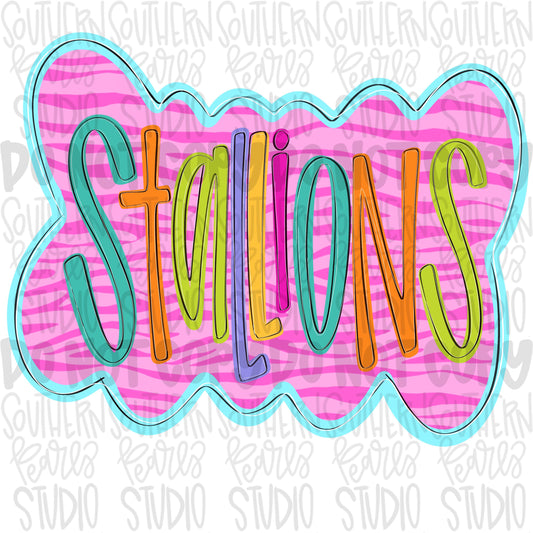 Colorful zebra cloud design Mascot | stallions | Sublimation Design | Digital Download | Women’s, Kids Shirt PNG