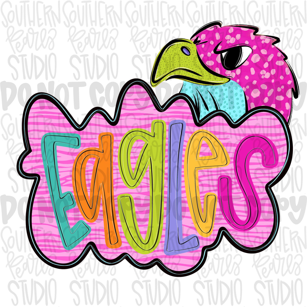 Colorful zebra cloud design with Mascot | eagles | Sublimation Design | Digital Download | Women’s, Kids Shirt PNG