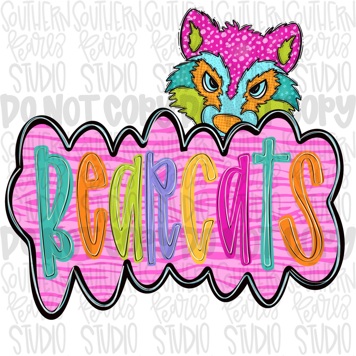 Colorful zebra cloud design with Mascot | bearcats | Sublimation Design | Digital Download | Women’s, Kids Shirt PNG