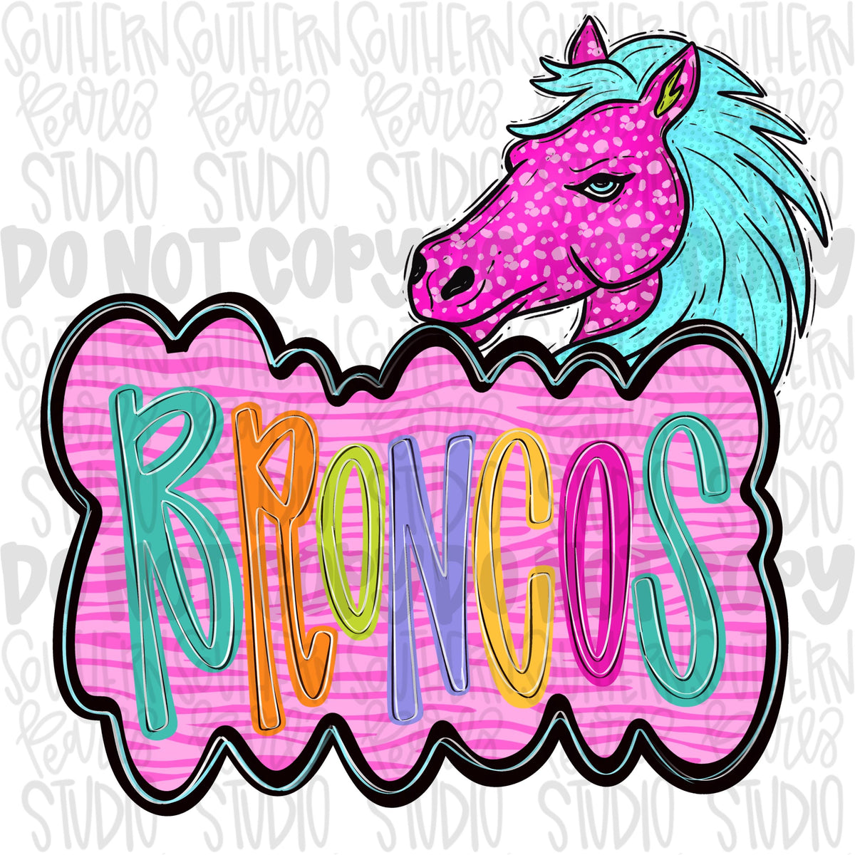 Colorful zebra cloud design with Mascot | broncos | Sublimation Design | Digital Download | Women’s, Kids Shirt PNG
