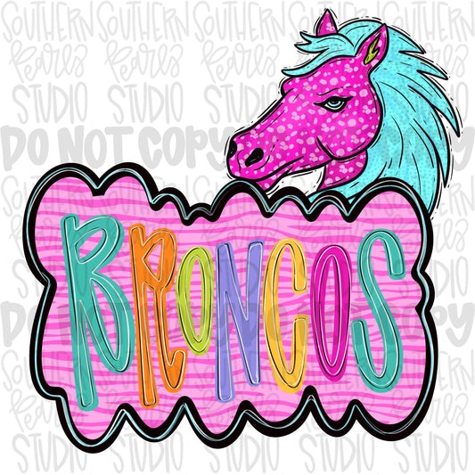 Colorful zebra cloud design with Mascot | broncos | Sublimation Design | Digital Download | Women’s, Kids Shirt PNG