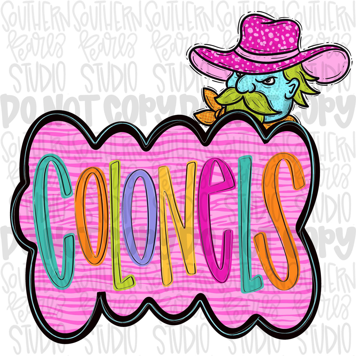 Colorful zebra cloud design with Mascot | colonels | Sublimation Design | Digital Download | Women’s, Kids Shirt PNG