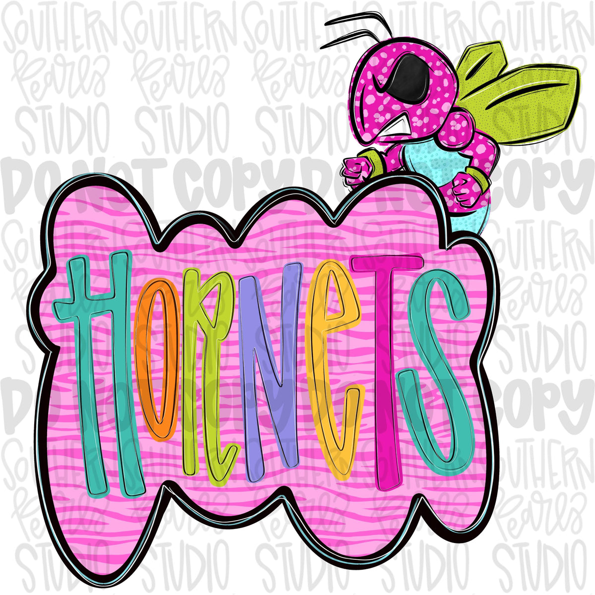 Colorful zebra cloud design with Mascot | hornets | Sublimation Design | Digital Download | Women’s, Kids Shirt PNG