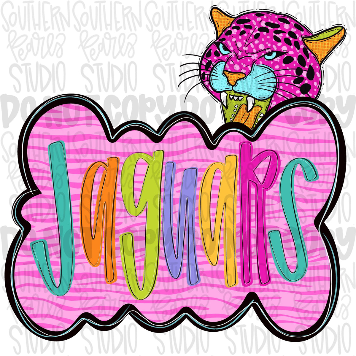 Colorful zebra cloud design with Mascot | jaguars | Sublimation Design | Digital Download | Women’s, Kids Shirt PNG