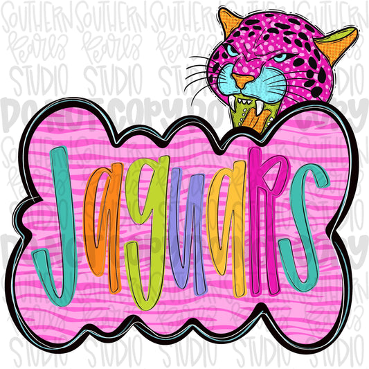 Colorful zebra cloud design with Mascot | jaguars | Sublimation Design | Digital Download | Women’s, Kids Shirt PNG