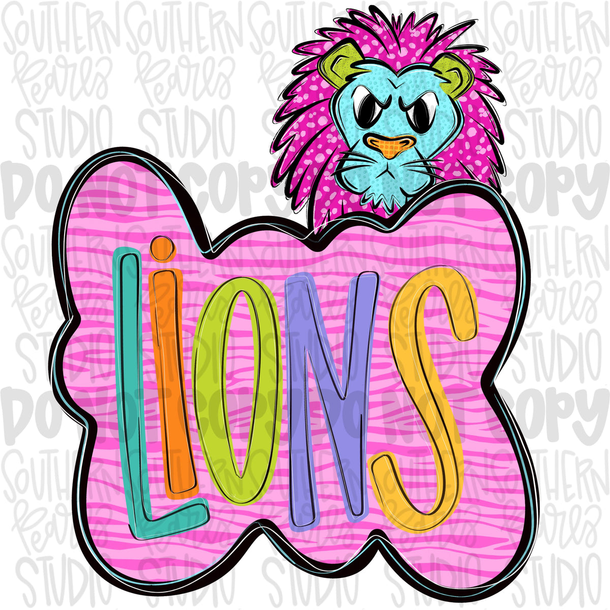 Colorful zebra cloud design with Mascot | lions | Sublimation Design | Digital Download | Women’s, Kids Shirt PNG