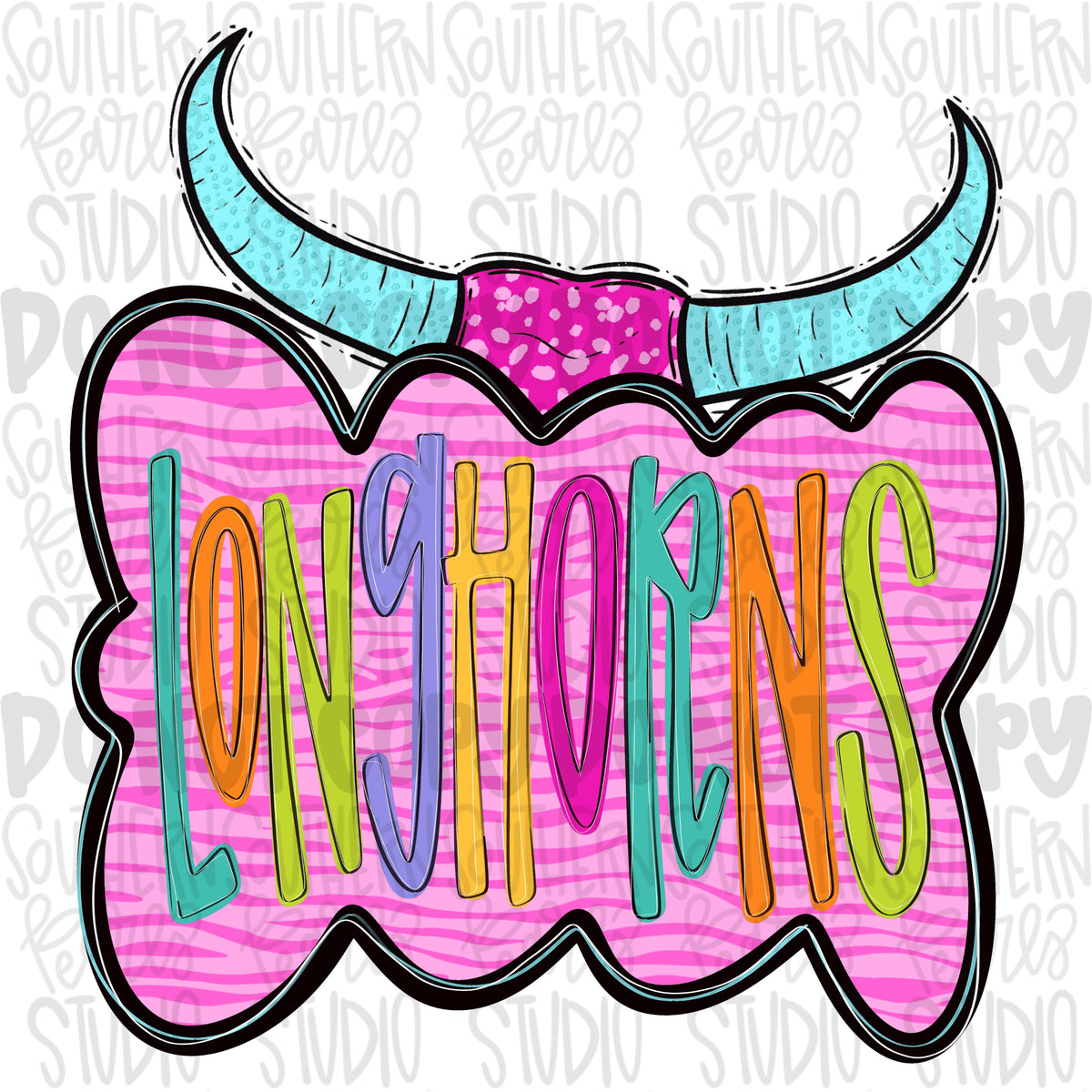 Colorful zebra cloud design with Mascot | longhorns | Sublimation Design | Digital Download | Women’s, Kids Shirt PNG
