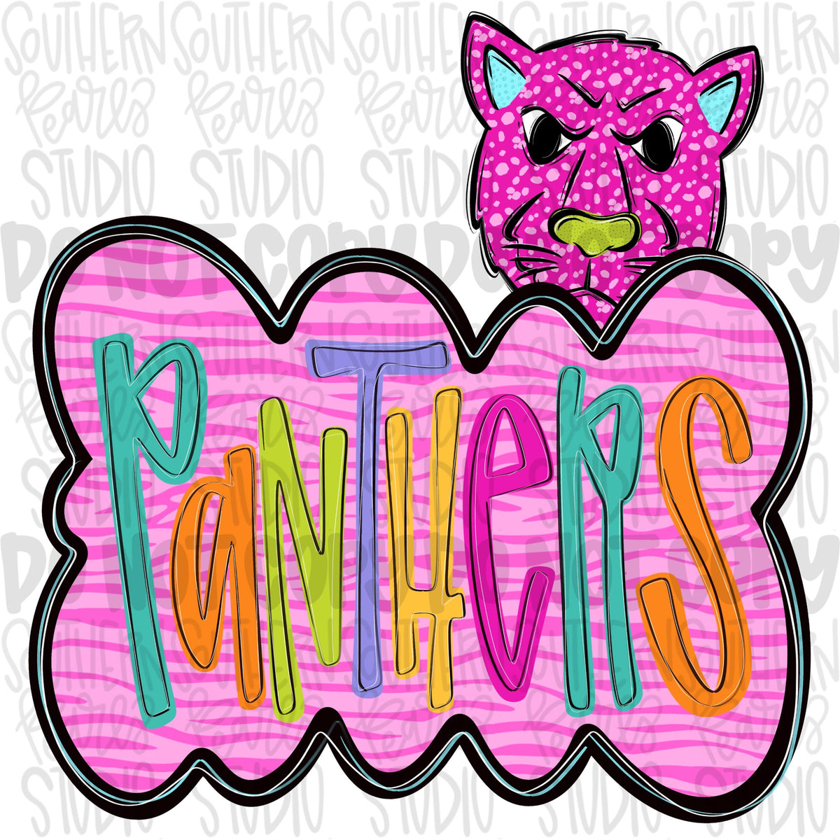 Colorful zebra cloud design with Mascot | panthers | Sublimation Design | Digital Download | Women’s, Kids Shirt PNG