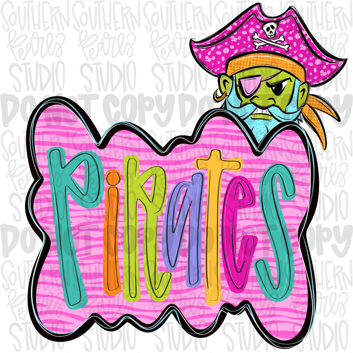 Colorful zebra cloud design with Mascot | pirates | Sublimation Design | Digital Download | Women’s, Kids Shirt PNG