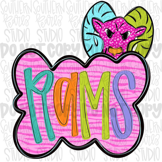 Colorful zebra cloud design with Mascot | rams | Sublimation Design | Digital Download | Women’s, Kids Shirt PNG