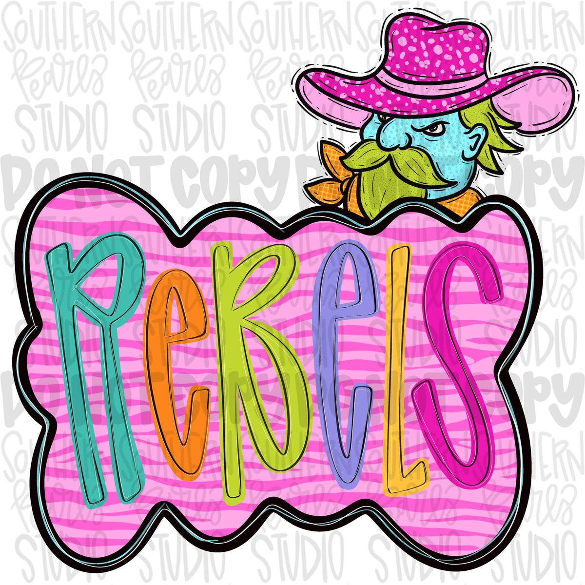 Colorful zebra cloud design with Mascot | rebels | Sublimation Design | Digital Download | Women’s, Kids Shirt PNG