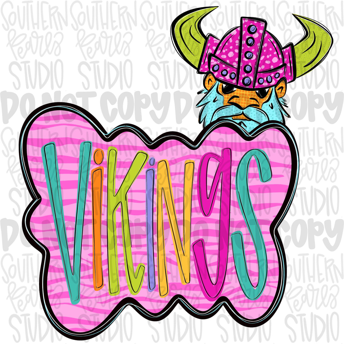 Colorful zebra cloud design with Mascot | vikings | Sublimation Design | Digital Download | Women’s, Kids Shirt PNG