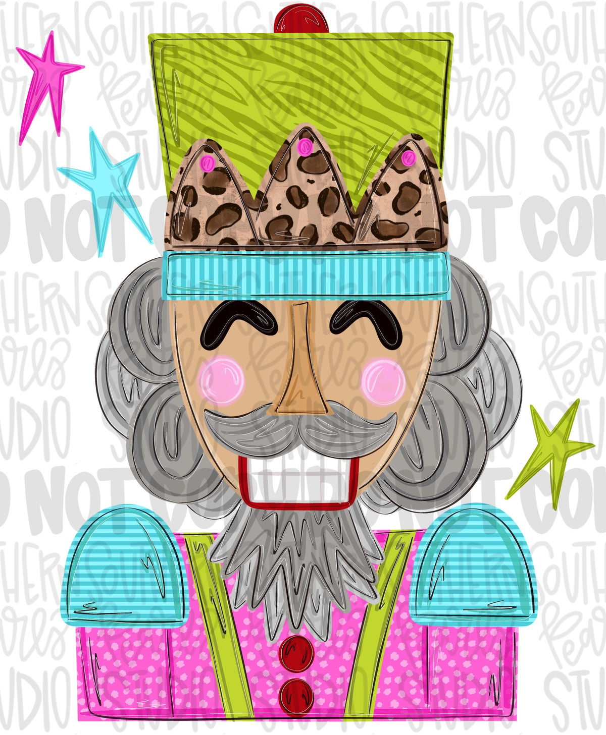 Colorful nutcracker png design | pinks green blues leopard |Christmas png | Sublimation Design | Digital Download | Women’s Kids Shirt PNG
