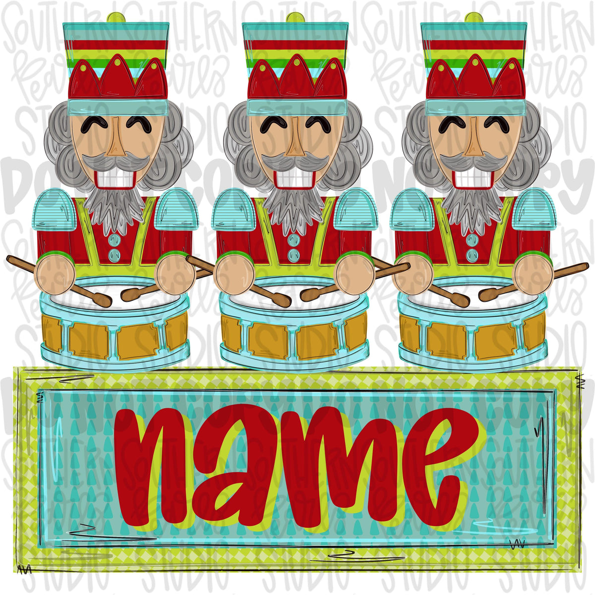 Nutcrackers drumming trio with name patch | Christmas png | Sublimation Design | Digital Download | Women’s Kids Shirt PNG