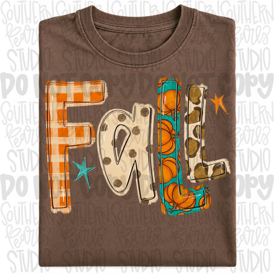 Fall printed lettering png design | plaid polka dots pumpkin leopard | Sublimation Design | Digital Download | Women’s, Kids Shirt PNG