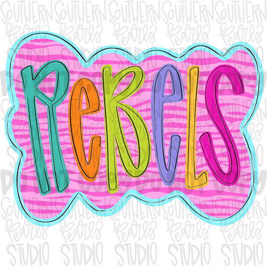 Colorful zebra cloud design Mascot | rebels | Sublimation Design | Digital Download | Women’s, Kids Shirt PNG