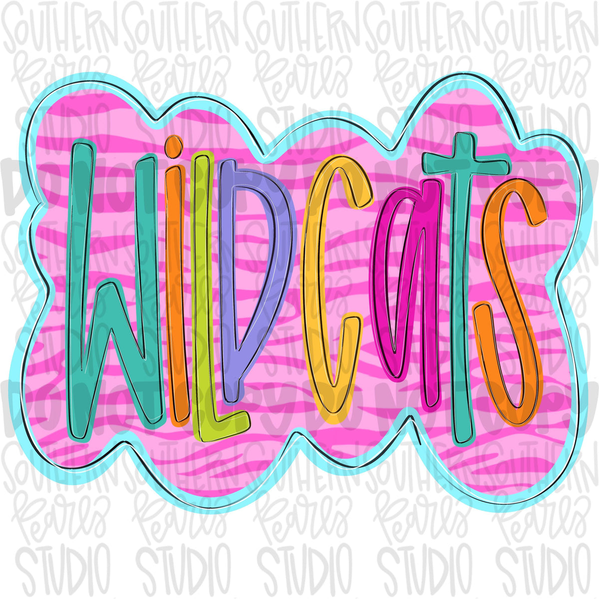 Colorful zebra cloud design Mascot | wildcats | Sublimation Design | Digital Download | Women’s, Kids Shirt PNG