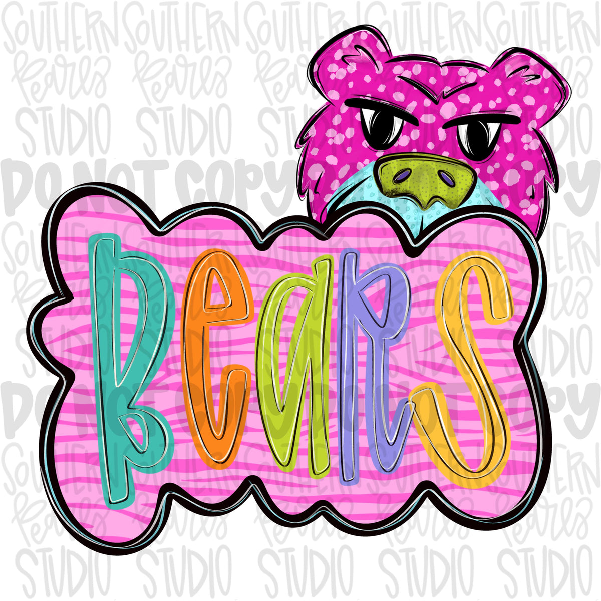 Colorful zebra cloud design with Mascot | bears | Sublimation Design | Digital Download | Women’s, Kids Shirt PNG
