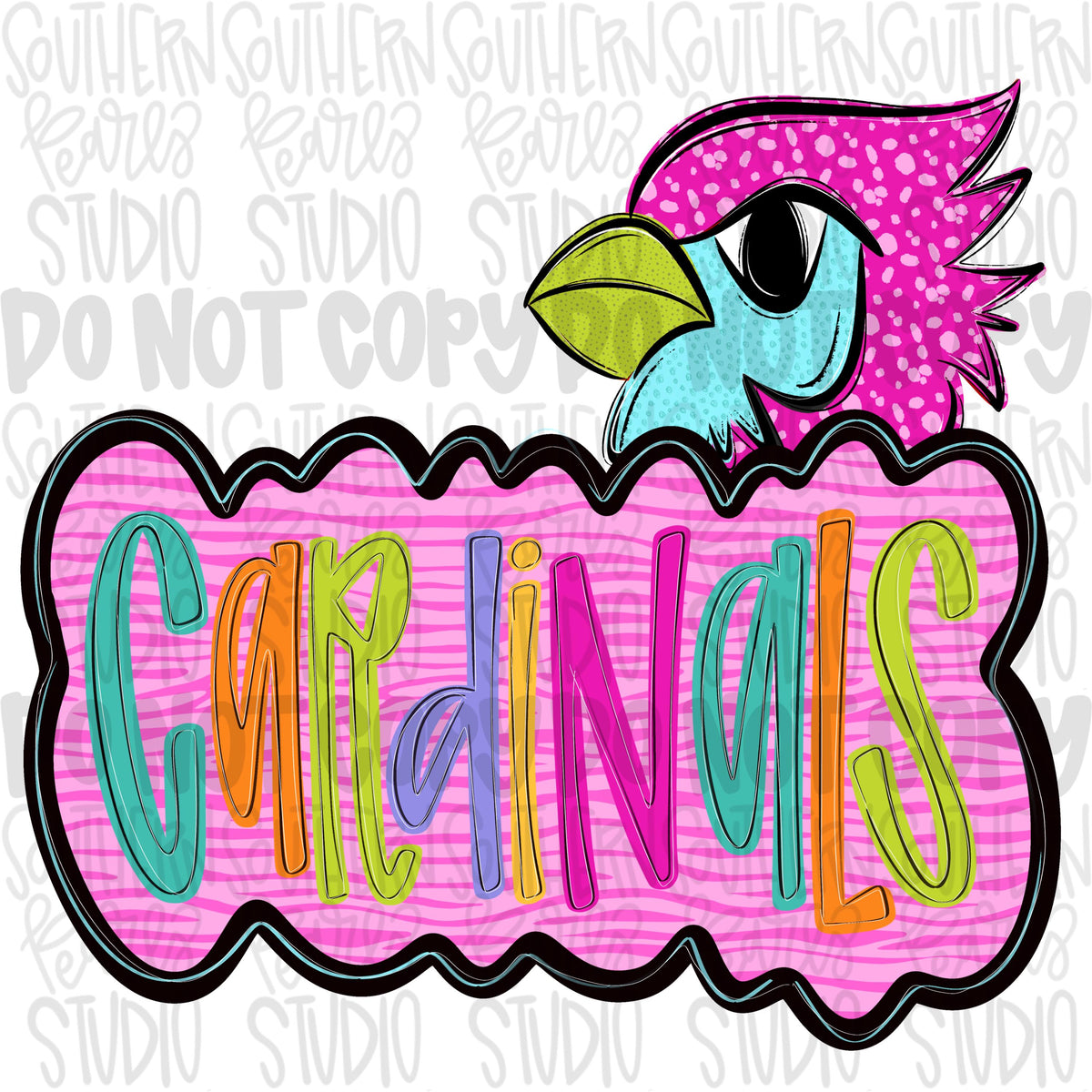 Colorful zebra cloud design with Mascot | cardinals | Sublimation Design | Digital Download | Women’s, Kids Shirt PNG