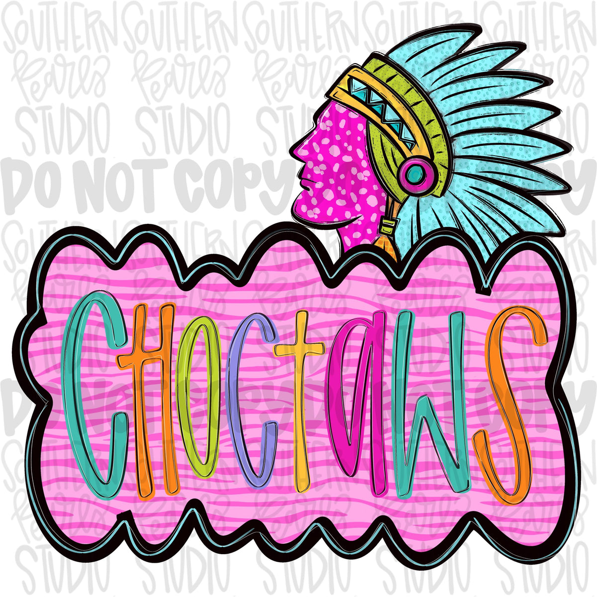 Colorful zebra cloud design with Mascot | choctaws | Sublimation Design | Digital Download | Women’s, Kids Shirt PNG