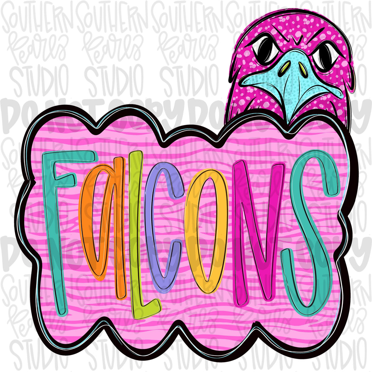 Colorful zebra cloud design with Mascot | falcons | Sublimation Design | Digital Download | Women’s, Kids Shirt PNG