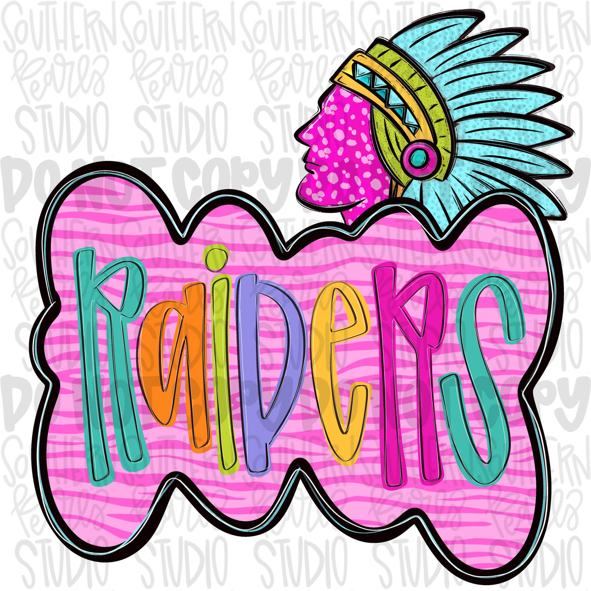 Colorful zebra cloud design with Mascot | raiders | Sublimation Design | Digital Download | Women’s, Kids Shirt PNG